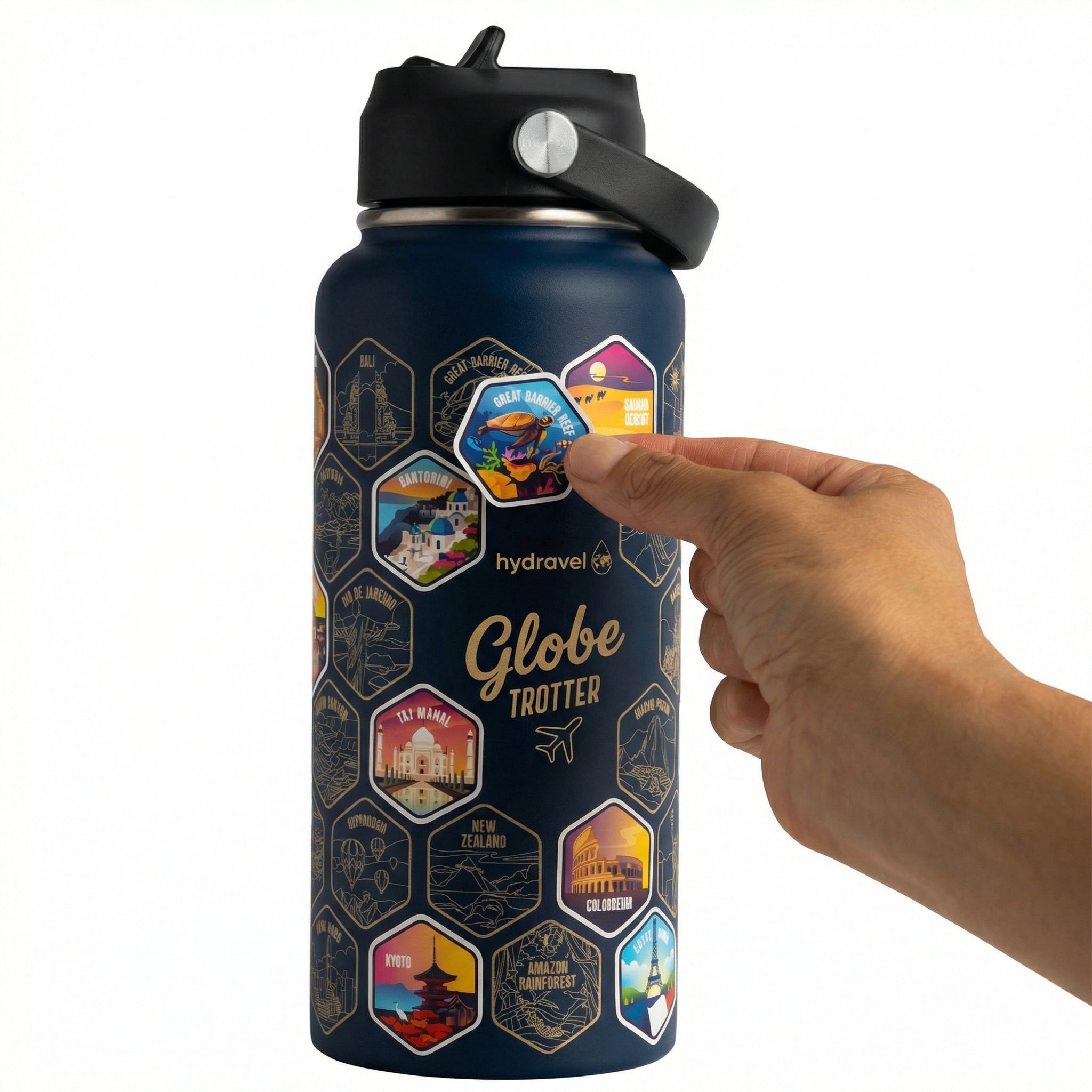 Borraccia Termica + 50 Adesivi Globe Trotter