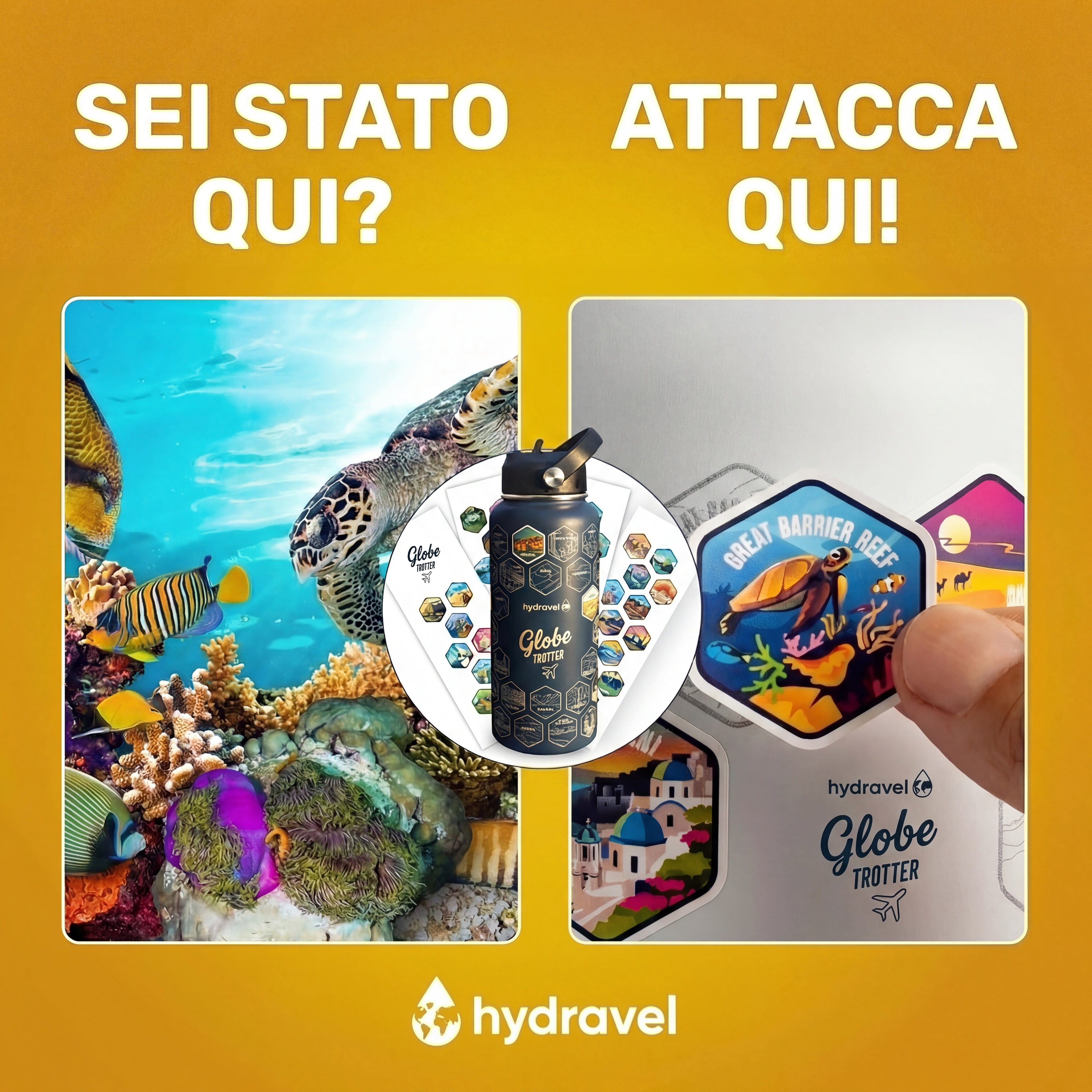 Borraccia Termica + 50 Adesivi Globe Trotter